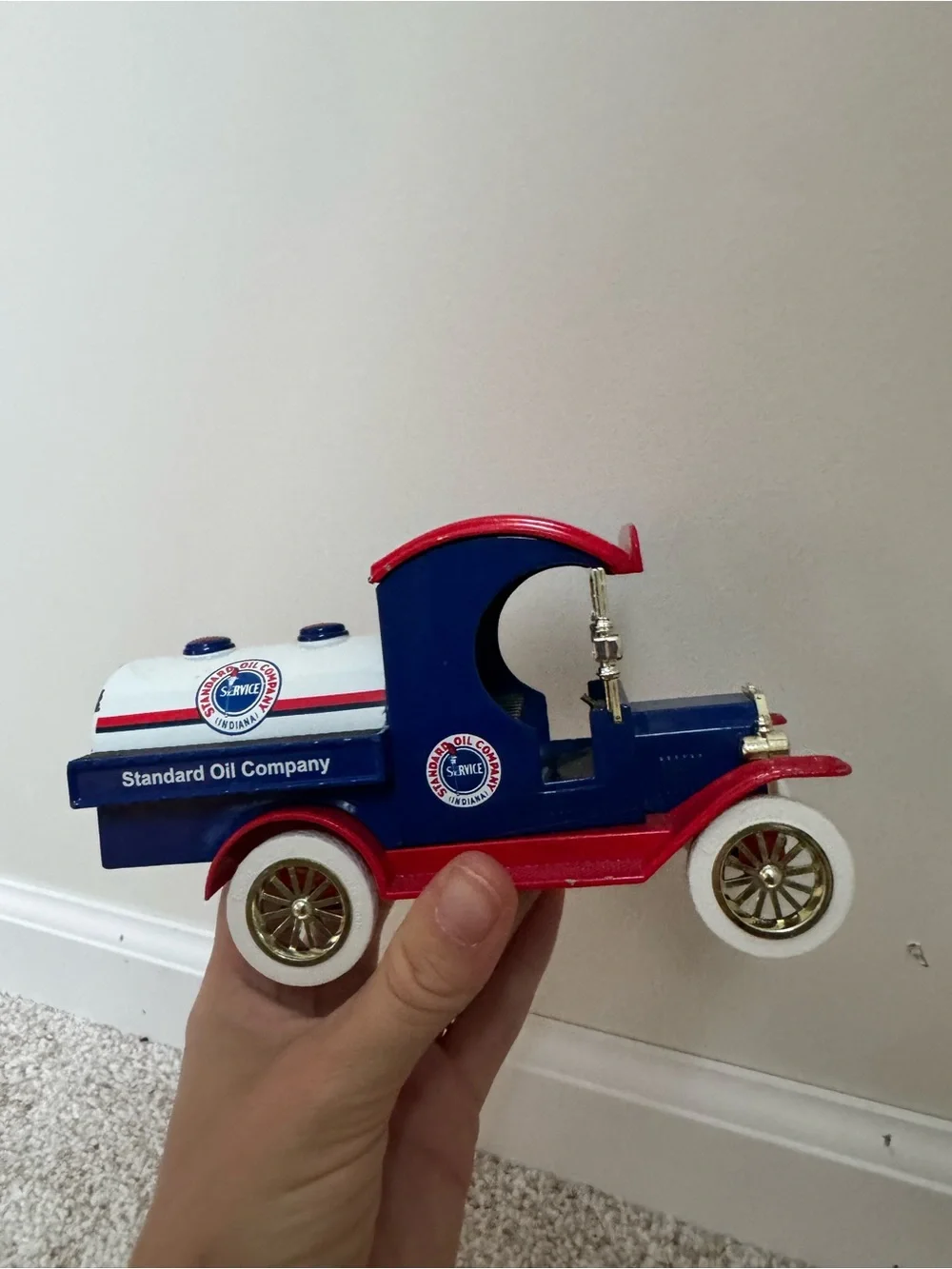 Vintage-Style Blue & Red Toy Truck